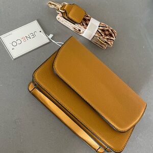Pebbled Clutch Shoulder Bag Zara MK Madden Camuto Mango Mustard Gold NWT